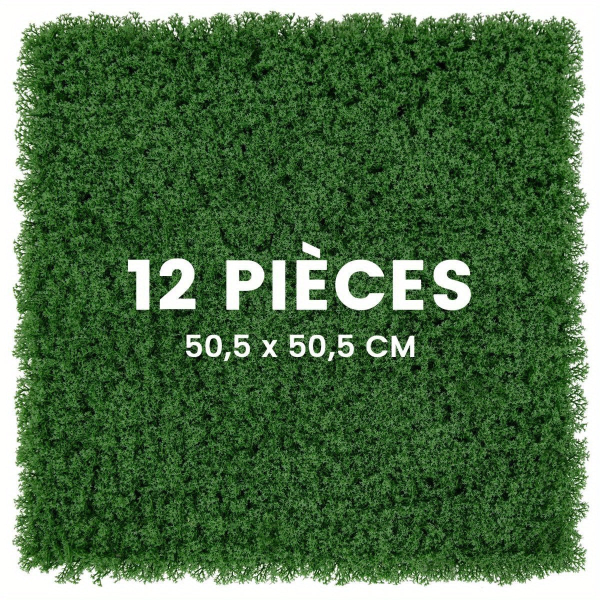 12pcs Artificial Moss Wall Panels, 50.5 x 50.5cm, Interlocking Privacy Hedge for Garden, Patio, Balcony & Home Decor – Lush Dark Green PE Material, Sun-Resistant & Easy to Install, Privacy Panels for Outside Patio