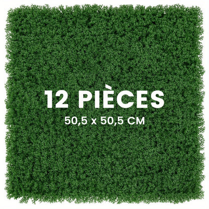 12pcs Artificial Moss Wall Panels, 50.5 x 50.5cm, Interlocking Privacy Hedge for Garden, Patio, Balcony & Home Decor – Lush Dark Green PE Material, Sun-Resistant & Easy to Install, Privacy Panels for Outside Patio