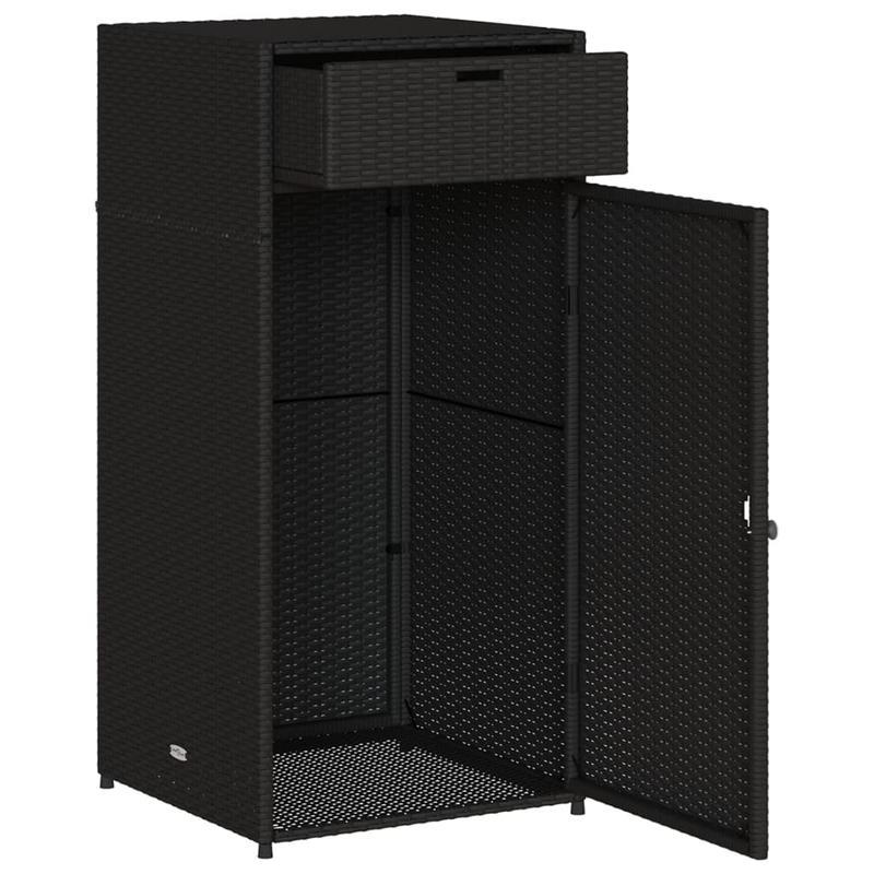 Tuinkast 55x55x111cm poly rattan zwart, Box,Cabinet,Rack for Storage, Garage Organization, Porch Storage, Sleek Storage Solution, Spacesaving Rack, Durable Plastic, Sturdy Construction, Utility Rack, Multipurpose Container, D