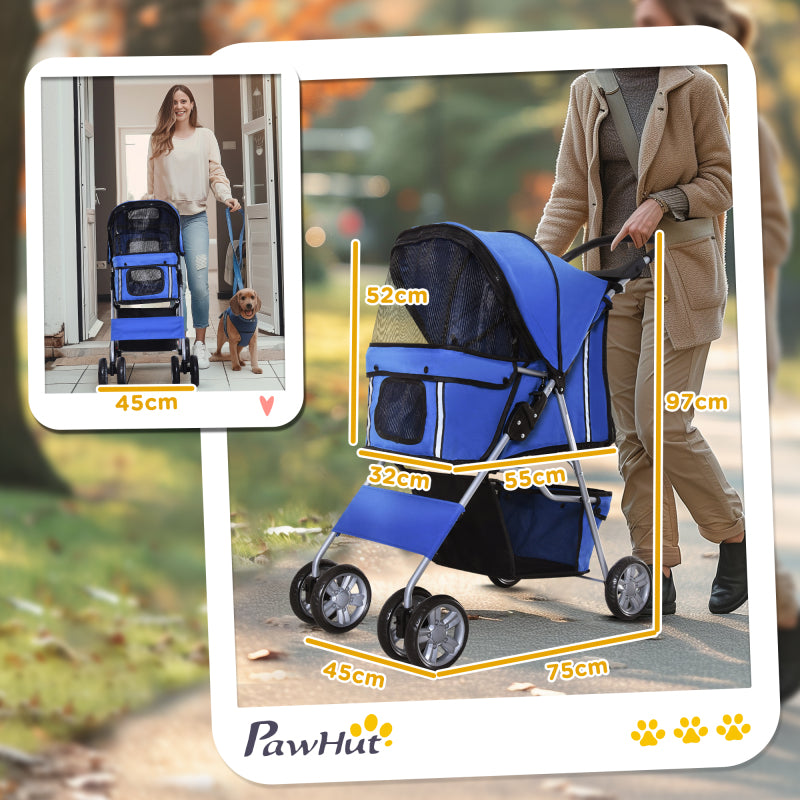 Hondenwagen – Hondenbuggy – Hondentrolley – Wandelwagen – Pet Stroller – All-Terrain Wielen Met Vering – Opvouwbaar Lichtgewicht Met Bekerhouder
