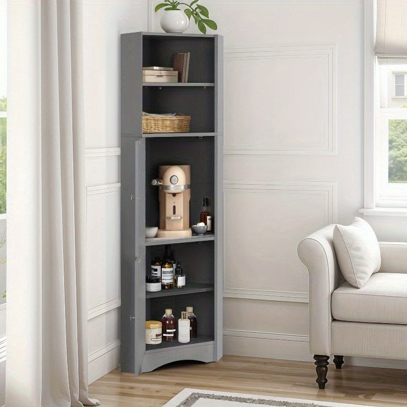 Badkamerkast – Opbergkast – Hoekkast – Badelement – Opbergmeubel – Verstelbare Planken – Lichtgrijs 36,5x36,5x155 cm