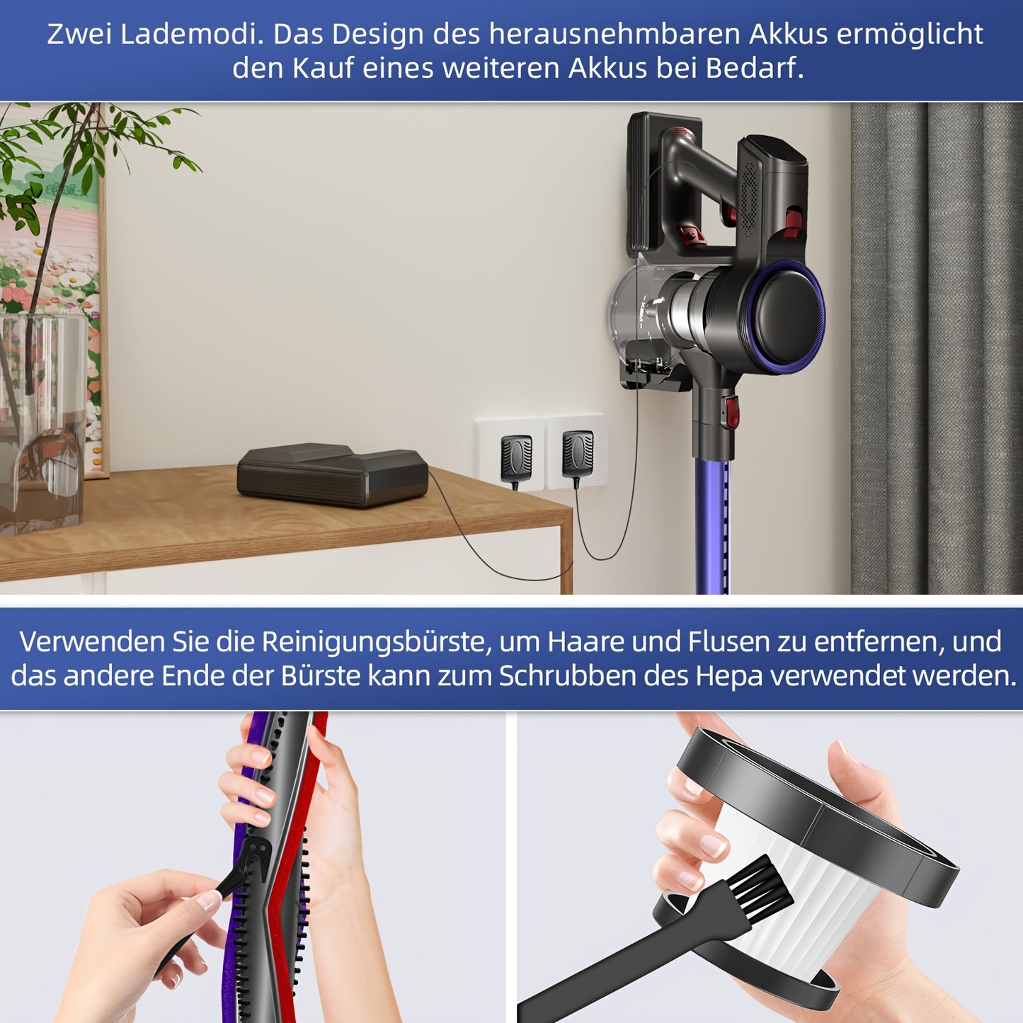 Authmic Cordless Vacuum With Touchscreen Display And Anti-Tangle Brush, Up To 55 Minutes Runtime, Suitable For Carpets, Hard Floors, And Pet Hair.