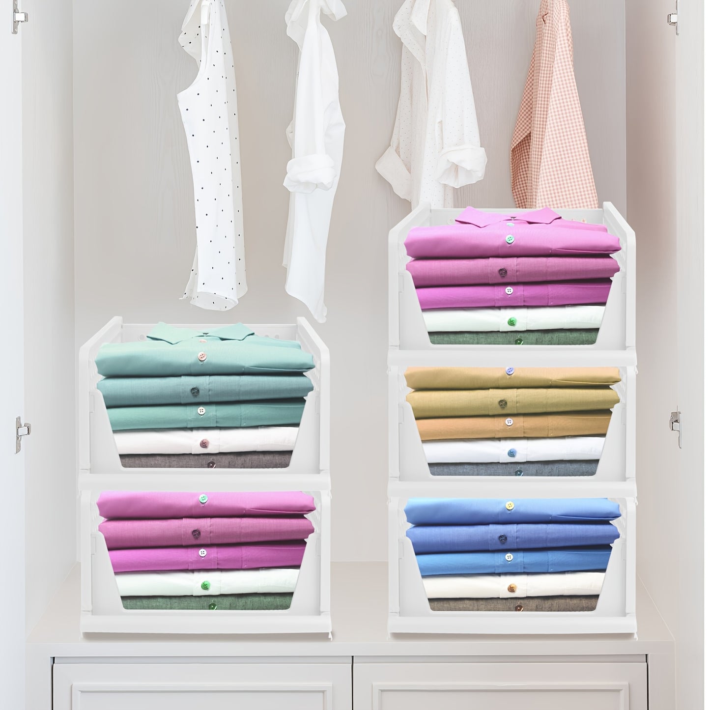 10pcs Clothing Storage Box Set, 33*42*90cm Foldable Clothing Organizer, Stackable Clothing Storage Unit, Mounted Closet Systems, Wardrobe Management, Space Saving Storage, Mounted Closet Organizer, Stackable Storage Unit, Fun