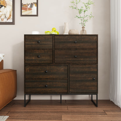 Ladekast – Ladenkast – Opbergkast – Dressoir – Commode – 6 Lades & 1 Deur – MDF Houtnerf – Compact Design 100x40x98 cm