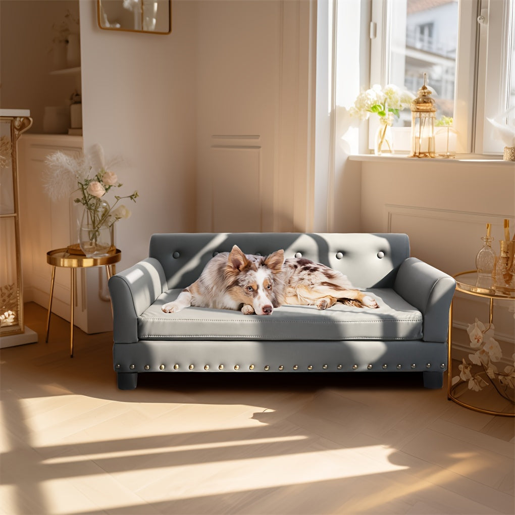 Hondenbank – Hondenbankje – Hondenstoel – Hondenbed – Luxe Grijs – 120x74x40 cm – Afneembare Wasbare Hoes – Krasbestendig Microvezel
