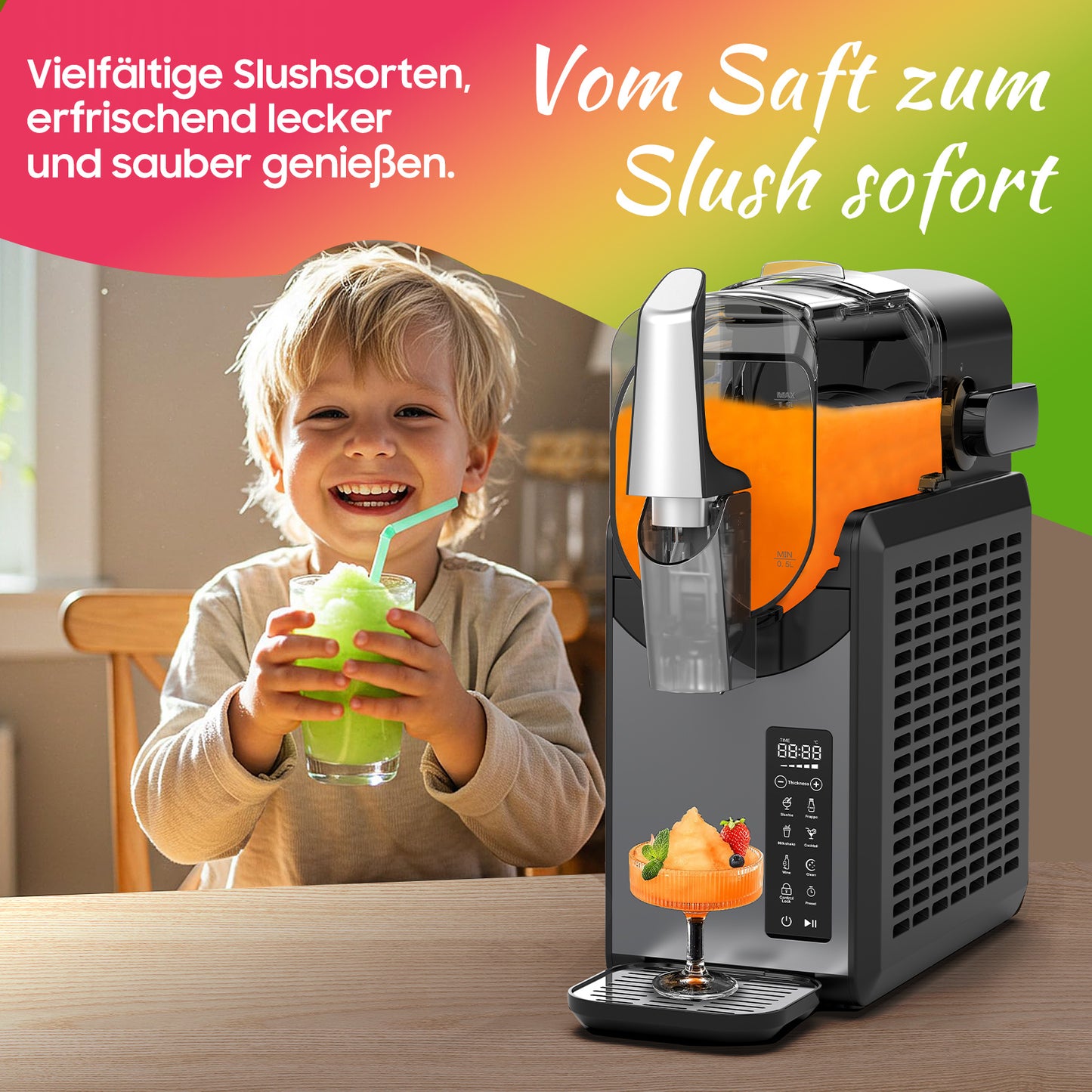 Slush Machine 2.6L with Rapid Chill Technology - 5 Programs, 12-Hour Cooling & 24-Hour Start Delay, No Ice Required, Auto-Clean, Perfect for Slushies, Milkshakes, Cocktails, Frappé, Wine