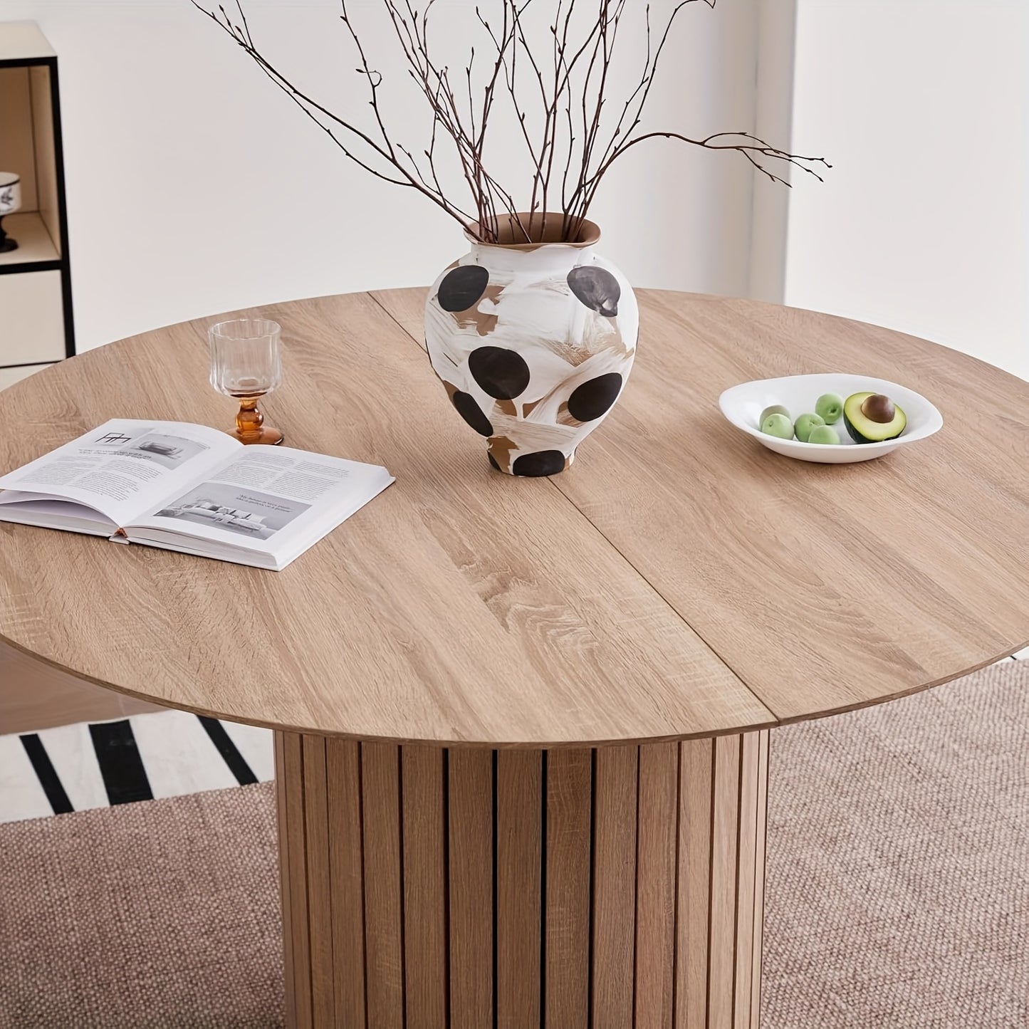 Ronde Eettafel – Ronde Tafel – Eetkamertafel – Keukentafel – Tafel 120 cm – MDF Houtnerf – Verstelbare Voeten