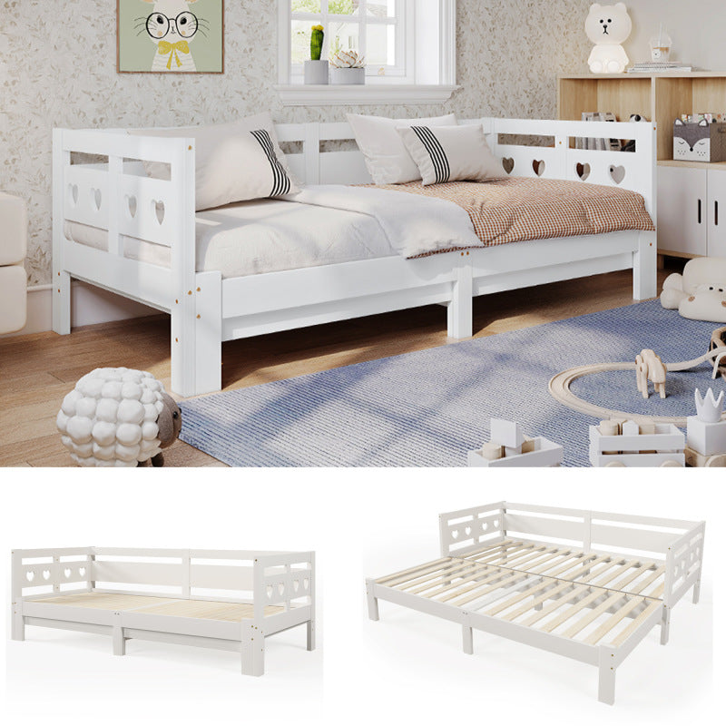 Uitschuifbaar Daybed – Uitklapbed – Slaapbank – Sofa Bed – Logeerbed – Massief Grenenhouten Frame – Ruimtebesparend 2-in-1 Design – Wit Retro – Lattenbodem – Geschikt Voor Matras 90-182x200 cm