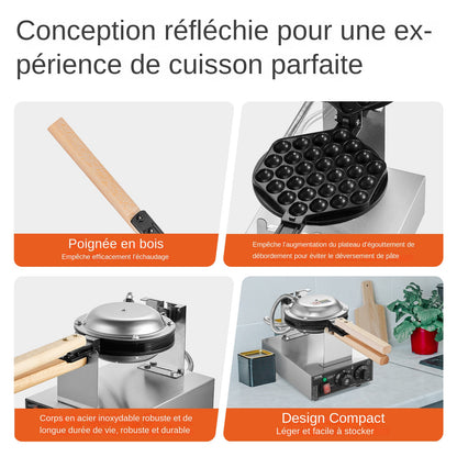 Bubblewafelijzer – Wafelijzer – Bubble Wafel Machine – Eierwafelijzer – Wafelmaker – 1400W Vermogen – 180° Draaifunctie