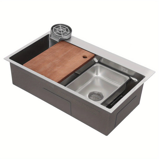 Spoelbak RVS – Keukenspoelbak – Inbouw Spoelbak – RVS Wasbak – Grote Spoelbak – Modern Design – 75x45x22 cm – 304 Roestvrij Staal Met Nano-Coating