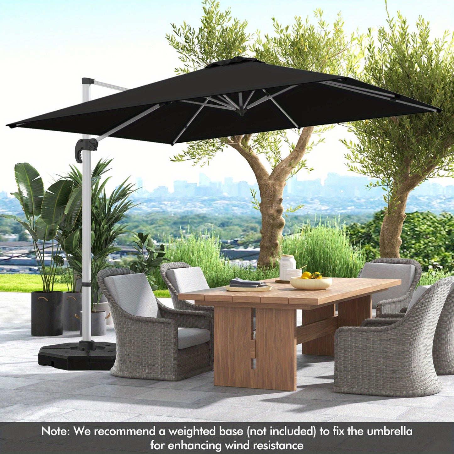 Parasol – Zweefparasol – Tuinparasol – Balkonparasol – Stokparasol – 300 cm – 360° Draaibaar – Aluminium Frame – Scheurbestendig Polyester – Kantelbaar – Met Kruisvoet – Windventilatie