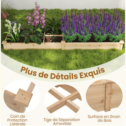 Verhoogd Tuinbed – Moestuinbak – Plantenbak – Kruidenbak – Bloembed – Duurzaam Vurenhout – 228 x 62 x 25 cm – 2 Gescheiden Bakken Met Open Bodem
