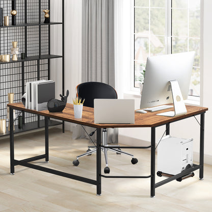 Hoekbureau – L-Vormig Bureau – Gaming Bureau – Computertafel – Werkplek Bureau – Ruim Spaanplaat Blad – Stevig IJzeren Frame – Verstelbare Voetjes – Inclusief CPU-Stand