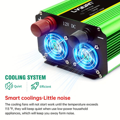24V Omvormer – Spanningsomzetter – Inverter – Converter – Stroomomvormer – Hoge Vermogen 4000W – Stabiele 220-240V Output – Variant Groen