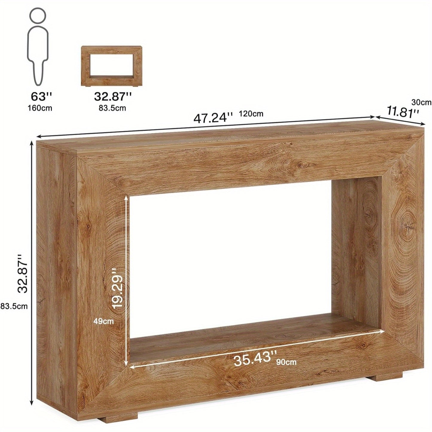 Houten Sidetable – Console Table – Sofa Tafel – Haltafel – Opbergtafel – Slank Design – 120x30x86 cm – Handgemaakt Duurzaam Hout