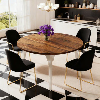 Eettafel – Tafel – Keukentafel – Ronde Tafel – Eetkamertafel – 120 cm – Krasbestendig MDF Blad – Uitbreekbaar Blad voor 4-6 Personen