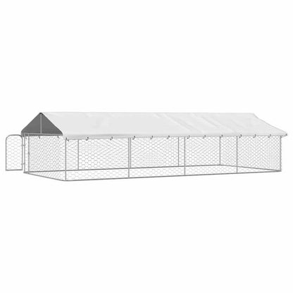 Buitenren – Dierenren – Hondenren – Kattenren – Metaalren – Zilver – Stevige Metalen Constructie – Vergrendelbaar Dak 600x300x150 cm