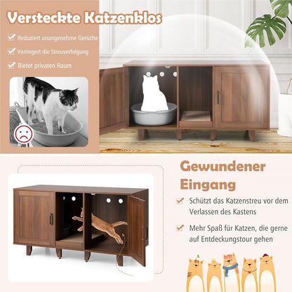 Kat Toilet Kast – Kattenbak Kast – Kat Huis Meubel – Krabplank Kast – Honden Meubel – 120x52x65 cm – Moderne Koffiekleur