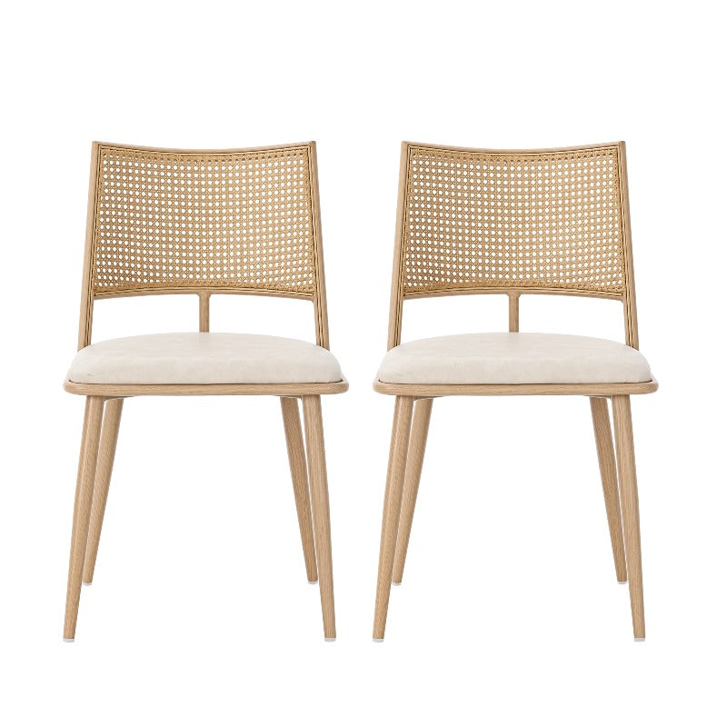 PU Stoel Rattan Stoel – Fauteuil – Accentstoel – Woonkamerstoel – Slaapkamerstoel – Modern Design – Comfortabele Beige Zitting