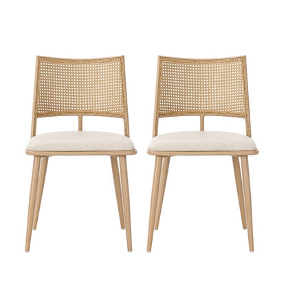 PU Stoel Rattan Stoel – Fauteuil – Accentstoel – Woonkamerstoel – Slaapkamerstoel – Modern Design – Comfortabele Beige Zitting