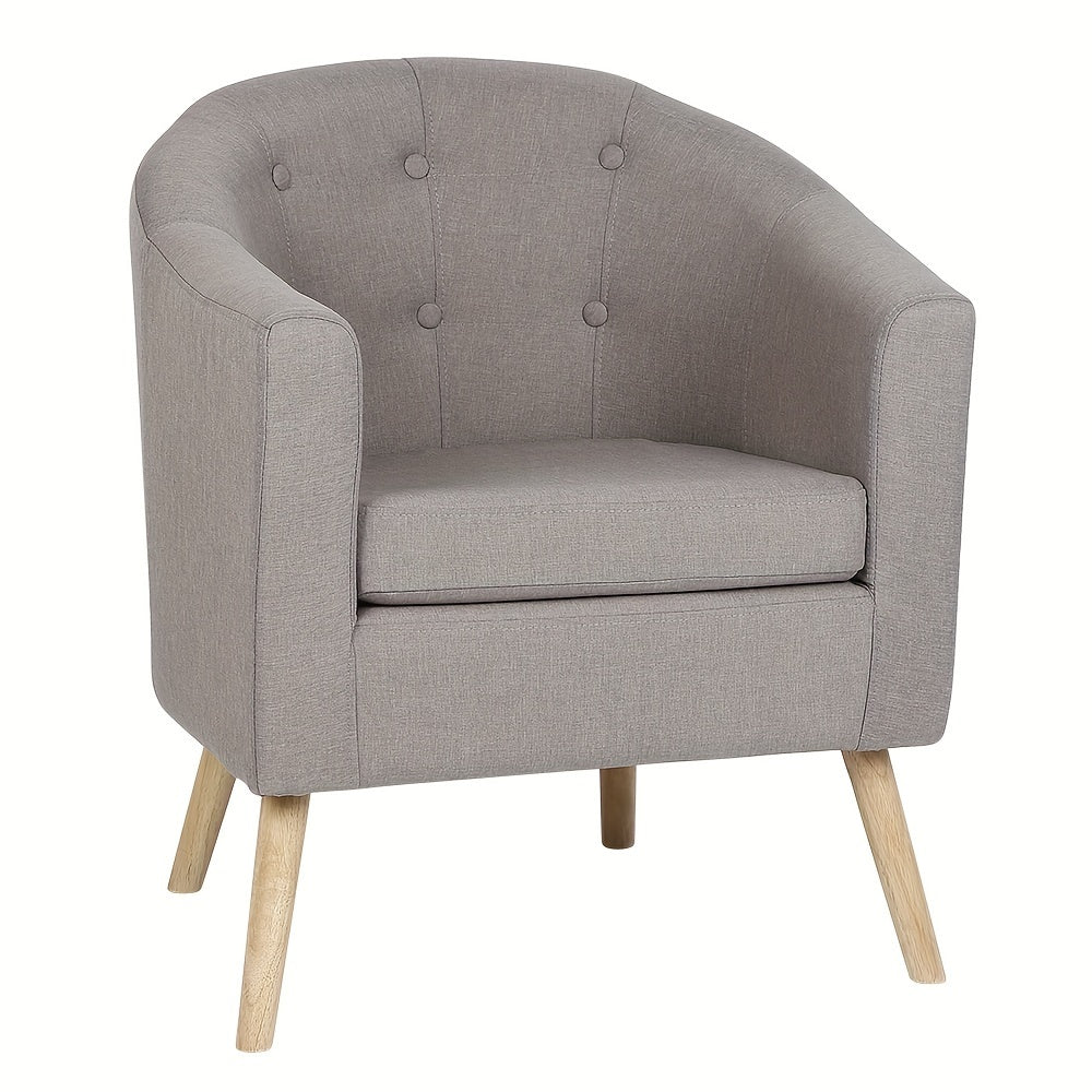 Fauteuil – Accentstoel – Eenpersoonsbank – Leunstoel – Relaxfauteuil – Linnen Bekleding – Comfortabele Katoenen Vulling – Beukenhouten Frame – Compact 64x60x70 cm