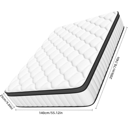 Matras – Pocketveer Matras – Tweepersoonsmatras – Eenpersoonsmatras – Logeermatras – 7-Zone Pocketvering – Stevig Support – Ademend Katoenen Hoes – 90x200 cm
