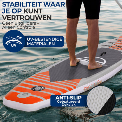 Inflatable SUP Board – Stand Up Paddleboard – Opblaasbaar Paddleboard – Suppen Board – Waterboard – Oranje – 320 cm Lang – Versterkt PVC Met Anti-Slip Deck