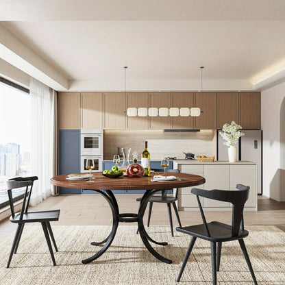 Ronde Eettafel – Uitklapbare Tafel – Eetkamertafel – Keukentafel – Tafel Voor 4-6 Personen – Bruine Houtlook – Krasbestendig Oppervlak – Uitschuifbaar Blad