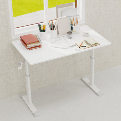Zit Sta Bureau – Verstelbaar Bureau – Sta Bureau – Handmatig Verstelbaar – Kantoorbureau – Compact Formaat 60x100 cm – Stevige Dubbele Kolom