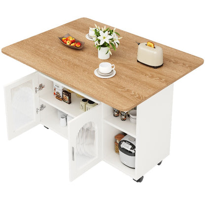Keukeneiland – Keukenwagen – Buffetkast – Servieskast – Mobiele Trolley – Metalen Frame – Houten Werkblad