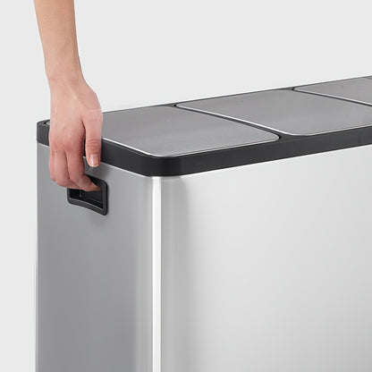 Afvalemmer Keuken – Prullenbak – Vuilnisbak – Afvalbak – Afvalcontainer – RVS 3-Vak 45L – Handsfree Voetpedaal – Stil Dempingssysteem