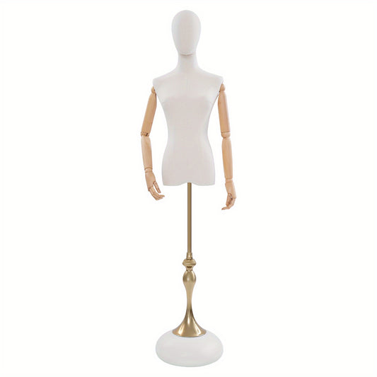 Paspop – Etalagepop – Mannequin – Damespaspop – Kleermakerspop – Verstelbaar 140-200 cm – Afneembaar Hoofd & Houtkleurige Armen