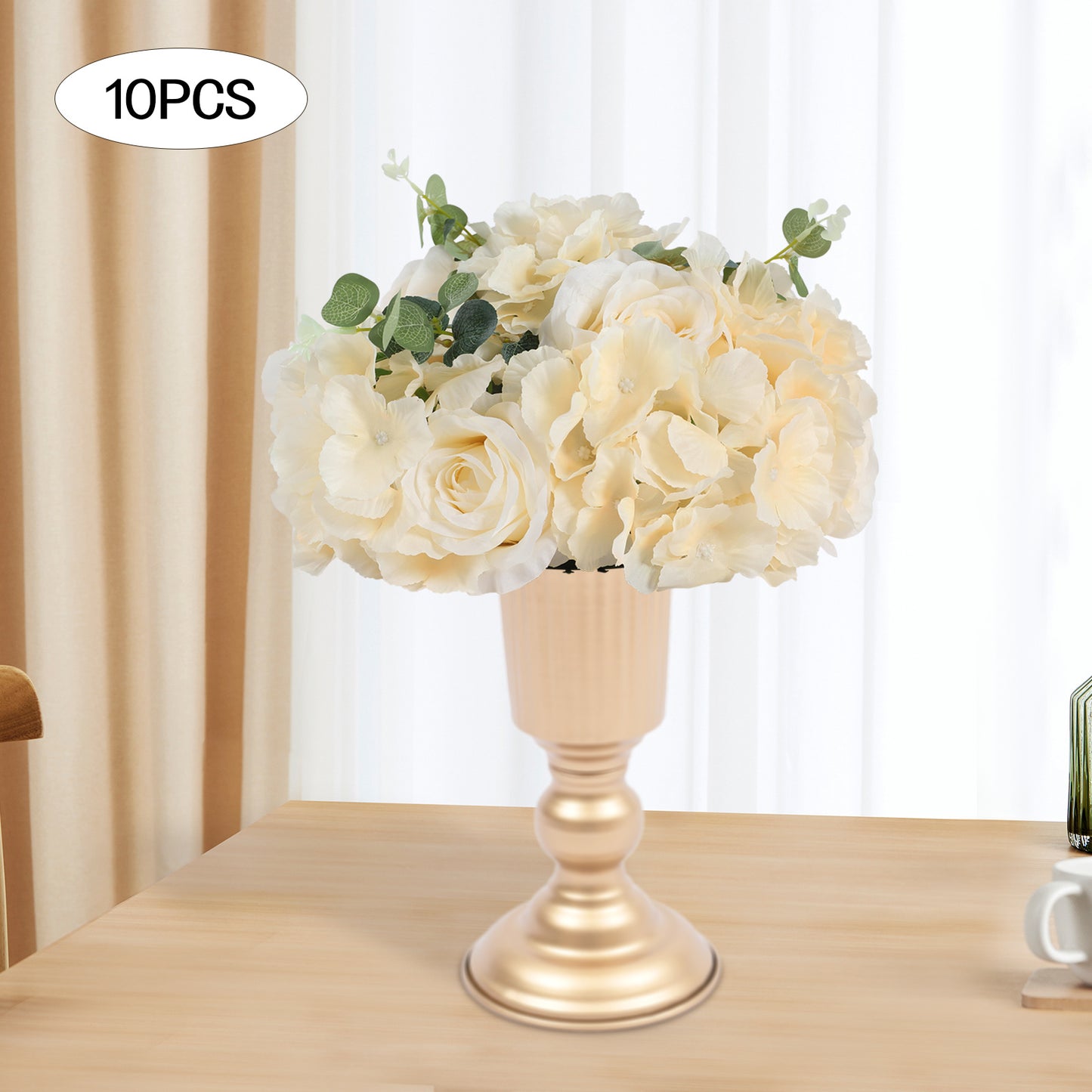 Champagne Kunstrozen – Kunstbloemen – Neprozen – Bloemstukken – Bloemdecoratie – 10 Stuks – 40x40x20 cm – Onderhoudsvrij – Herbruikbaar