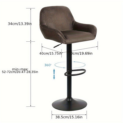 2pcs Luxe Velvet Bar Stools with Armrests - Extra-Wide for 90cm Counter Height Island Stools, Certified Upholstery & Ergonomic Design for Modern Kitchens & Dining Rooms
