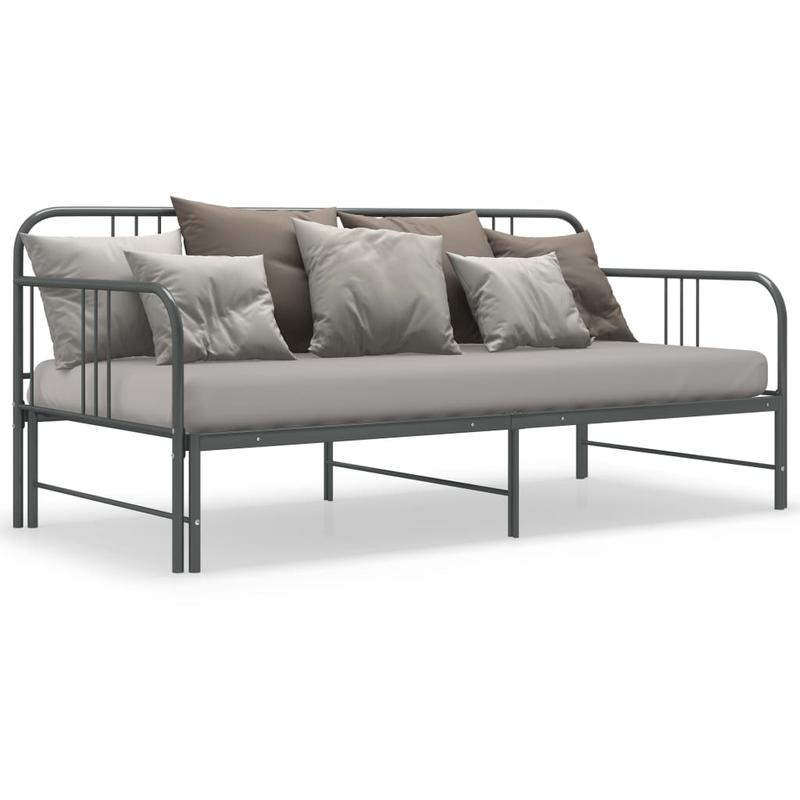 Uittrekbaar Sofa Bed Frame – Slaapbank Bedframe – Bedbank Frame – Sofa Bed Frame – Grijs Metalen Frame – Ruimtebesparend Ontwerp – Stevig Gepoedercoat Metaal