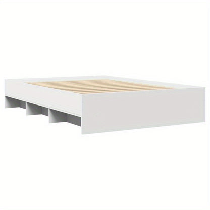 Modern Minimalist White Bed Frame - Extra Large European King Size (140x200cm), Heavy-Duty Hardwood Construction, Easy Assembly, Sturdy & Space-Efficient Design for Master Bedrooms & Guest Rooms - Durable Modern Furniture, Be