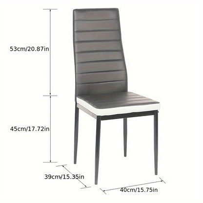 Eetkamerstoelen – Stoelen – Kuipstoelen – Keukenstoelen – Set van 6 – Kunstleer Bekleding – Metalen Onderstel – Grijs Wit