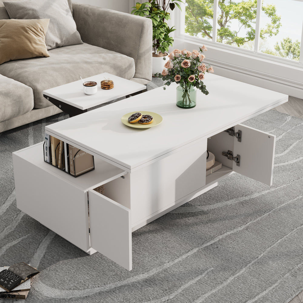 Salontafel – Koffietafel – Bijzettafel – Woonkamertafel – Tafel – Verstelbare Hoogte – Verborgen Opbergruimte – Metaal Frame – Max 50 kg Draagvermogen