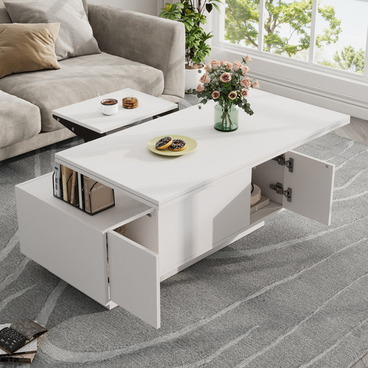 Salontafel – Koffietafel – Bijzettafel – Woonkamertafel – Tafel – Verstelbare Hoogte – Verborgen Opbergruimte – Metaal Frame – Max 50 kg Draagvermogen