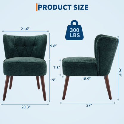 Velvet Fauteuil – Relaxstoel – Zitzetel – Leunstoel – Wingbackstoel – Groen – Memory Foam Zitkussen – Stabiele Rubberhouten Poten