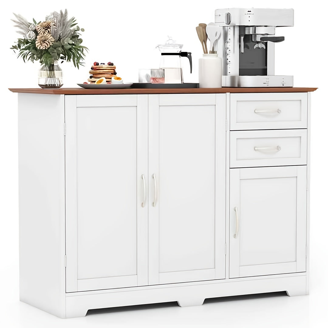 Dressoir – Opbergkast – Sideboard – Ladekast – Buffetkast – Wit – MDF – Verstelbare Plank – 100x40x78 cm