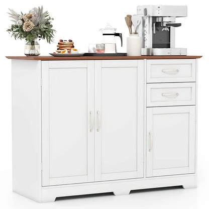 Dressoir – Opbergkast – Sideboard – Ladekast – Buffetkast – Wit – MDF – Verstelbare Plank – 100x40x78 cm