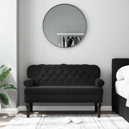Bankje – Sofa Bank – Zitbank – Zitmeubel – Bankje Met Rugleuning – Zwarte Velvet Bekleding – Hardhouten Frame – Compact Design – Duurzaam