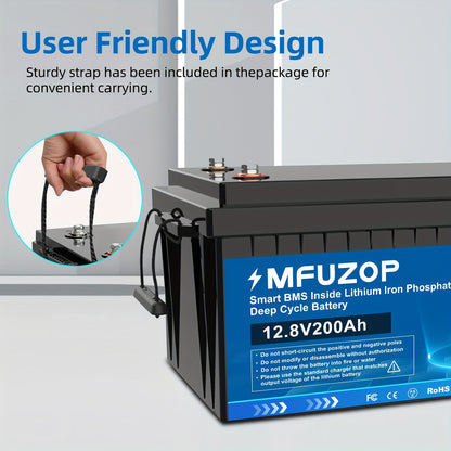 Lithium accu – Lithium-ion batterij – LiFePO4 accu – 12V 200Ah accu – Diepe cyclus accu – Geïntegreerd 200A BMS – 15.000+ laadcycli