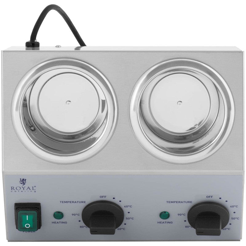 Flessenwarmer – Sauzenwarmer – Dubbele Flessenverwarmer – Warmhoudapparaat – Flessenverwarmer Keuken – 2x1 Liter – RVS Behuizing – Instelbare Temperatuur 40-90°C