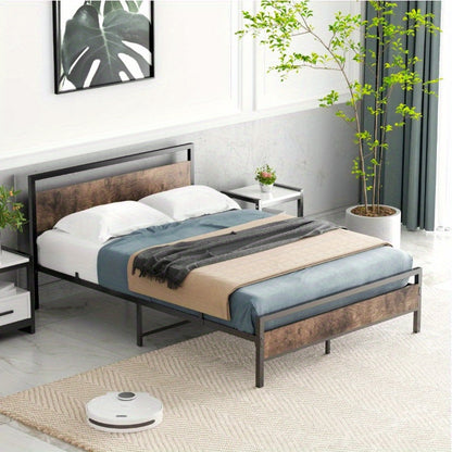 Bedframe – Metalen Bed – Tweepersoonsbed – Slaapbank – Loftbed – Robuust Stalen Frame – Verhoogd Opbergruimte Design