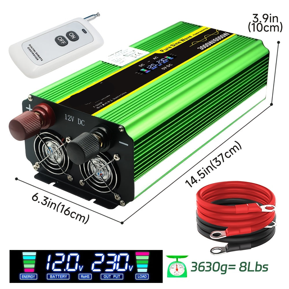 Spanning Inverter – Power Inverter – Stroom Omvormer – Spanning Omvormer – 3 UK Stopcontacten – Pure Sinusgolf Uitgang – 1300W Tot 6000W Piekvermogen
