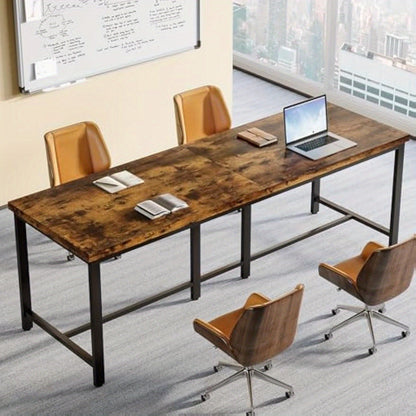 Bureau – Werkplek – Computertafel – Schrijftafel – Bureaublad – Extra Lang – Massief Houten Blad Met Stevig Metalen Frame