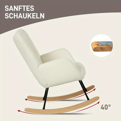 Rocking Chair, Armchair, Nursing Chair, Rocking Chair with Armrests, Padded Seat for The Living Room And Bedroom, Modern Armchair with A High Backrest, Balcony, Fabric And Wooden Runners, Load Capacity Up to 120kg, Chair Livi
