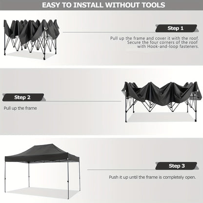 Pop-up Partytent – Opvouwbare Tent – Eventtent – Buitentent – Canopy Tent Wit – 3,05x4,57 Meter – 4 Afneembare Zijwanden – Lichtgewicht Aluminium Frame